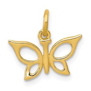 10k Yellow Genuine Gold Butterfly Necklace Charm Pendant